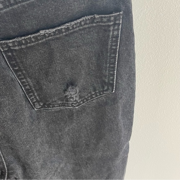 Zara Mom Fit Jeans Straight Leg Ripped Black - Picture 10 of 12